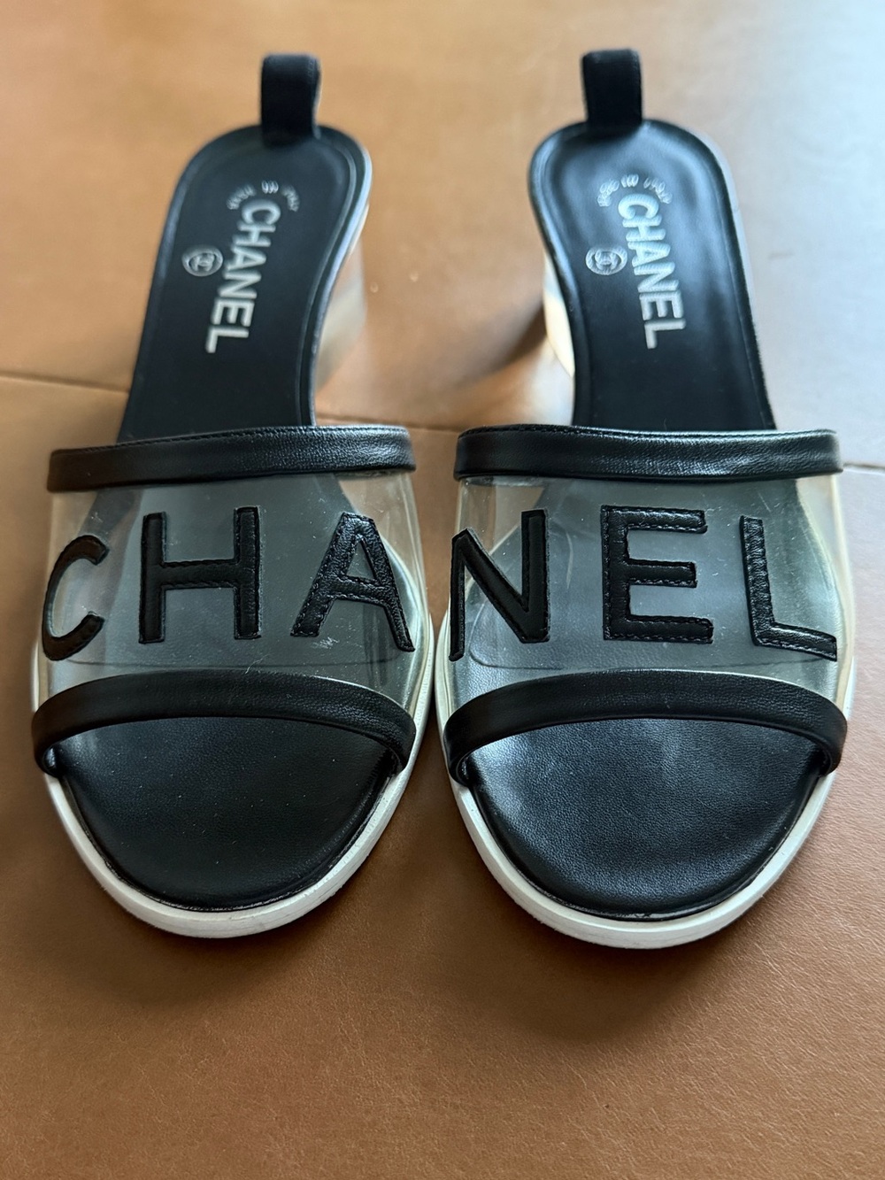 CHANEL SS18 Karl Lagerfield Transparent Vinyl Mules